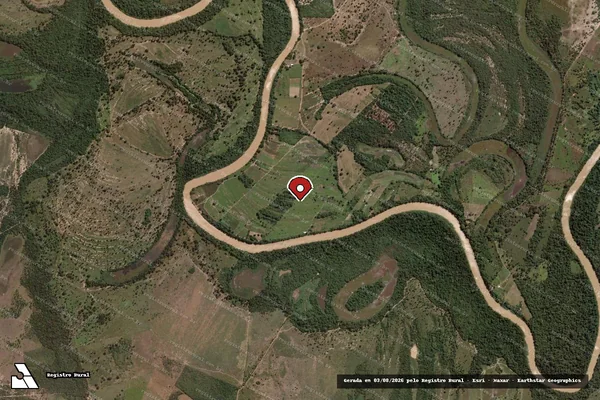 Imagem de satélite de Infração Ambiental em Riachinho - MG (marcador da localização)