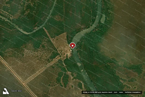 Imagem de satélite de Infração Ambiental em Luciara - MT (marcador da localização)