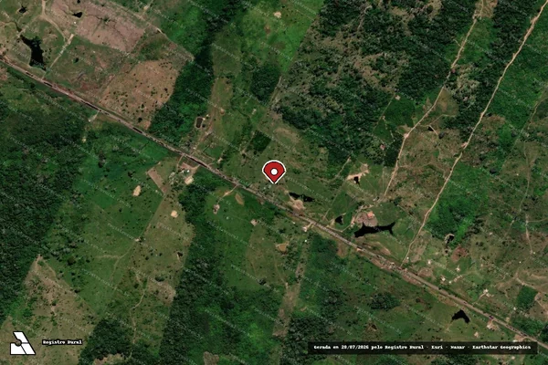 Imagem de satélite de Infração da Flora em Manoel Urbano - AC (marcador da localização)