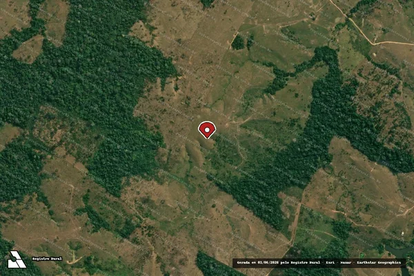 Imagem de satélite de Desmatamento em Sena Madureira - AC (marcador da localização)