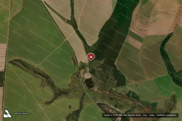 Imagem de satélite de Infração referente a Qualidade Ambiental em Alto Taquari - MT (marcador da localização)