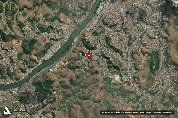 Imagem de satélite de Infração Ambiental em Barra Mansa - RJ (marcador da localização)