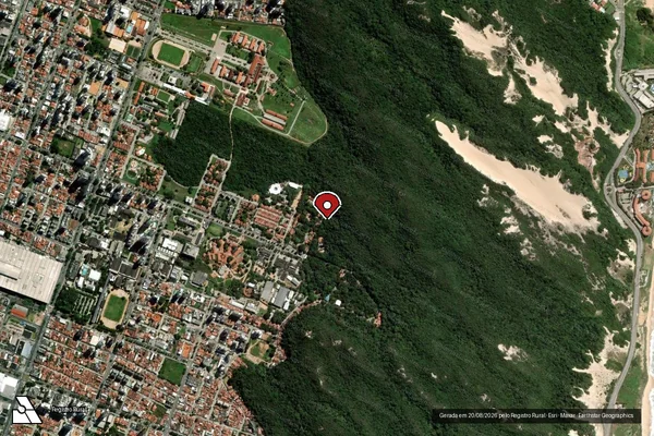 Imagem de satélite de Infração Ambiental em Nísia Floresta - RN (marcador da localização)
