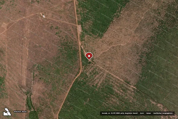Imagem de satélite de Infração Ambiental em Marcelândia - MT (marcador da localização)