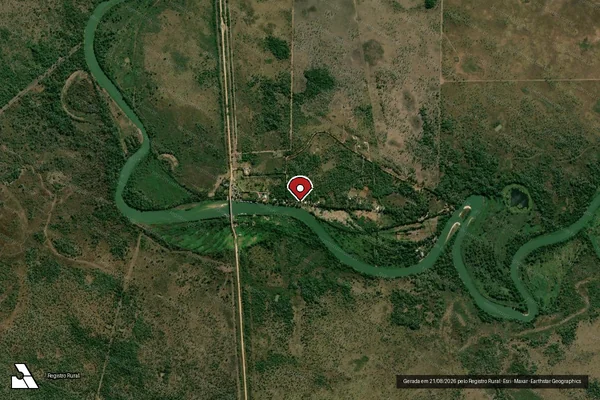 Imagem de satélite de Infração Ambiental em Corumbá - MS (marcador da localização)