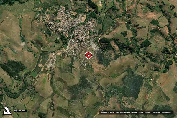 Imagem de satélite de Infração Ambiental em Rio Novo - MG (marcador da localização)