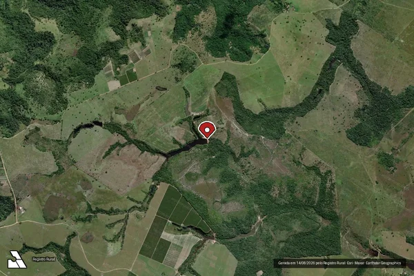 Imagem de satélite de Infração Ambiental em Canavieiras - BA (marcador da localização)