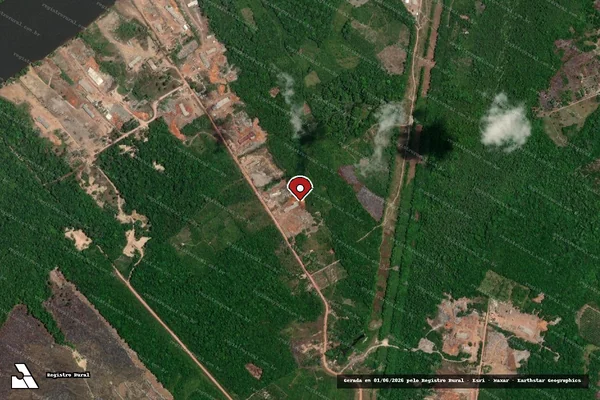 Imagem de satélite de Infração da Flora em Moju - PA (marcador da localização)