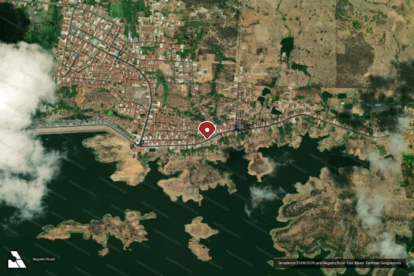 Imagem de satélite de Infração Ambiental em Coremas - PB (marcador da localização)