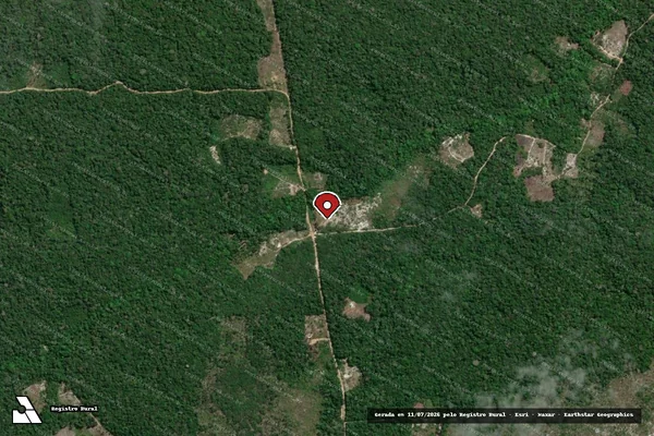 Imagem de satélite de Infração da Flora em Manacapuru - AM (marcador da localização)