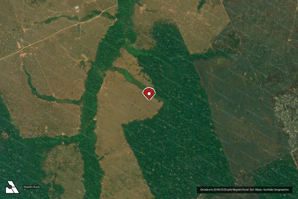 Imagem de satélite de Desmatamento em Boca do Acre - AM (marcador da localização)