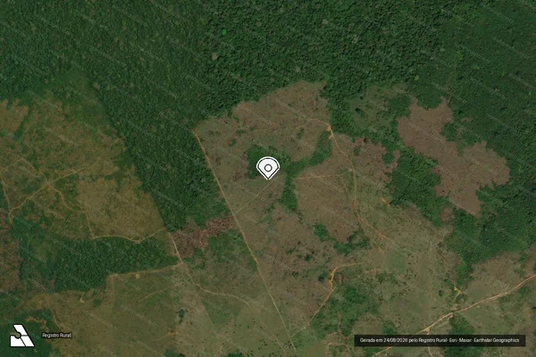 Imagem de satélite de Infração Ambiental em Apuí - AM (marcador da localização)