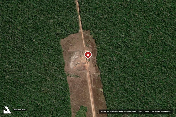 Imagem de satélite de Infração da Flora em Aripuanã - MT (marcador da localização)