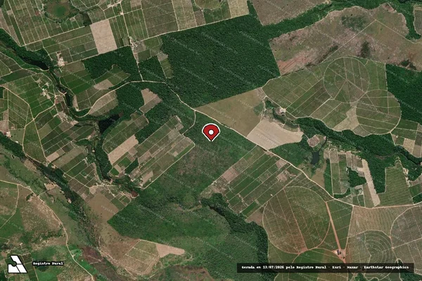 Imagem de satélite de Infração da Flora em Jaguaré - ES (marcador da localização)