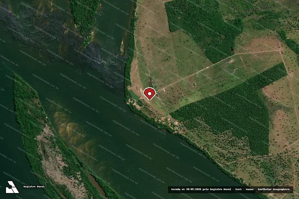 Imagem de satélite de Infração referente a Qualidade Ambiental em Araguatins - TO (marcador da localização)