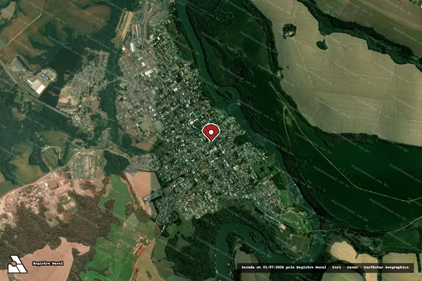 Imagem de satélite de Infração da Fauna em Tibagi - PR (marcador da localização)