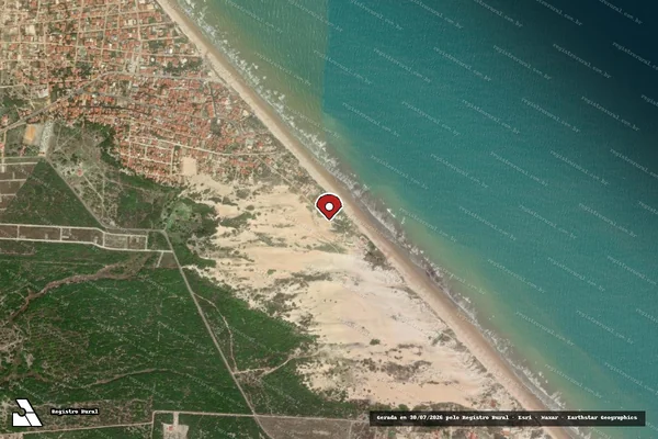 Imagem de satélite de Infração Ambiental em Aracati - CE (marcador da localização)
