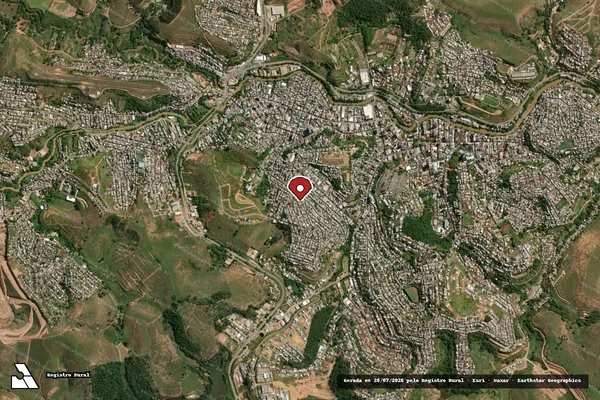 Imagem de satélite de Infração da Fauna em Miraí - MG (marcador da localização)