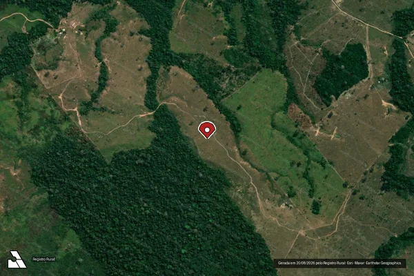 Imagem de satélite de Infração da Flora em Boca do Acre - AM (marcador da localização)