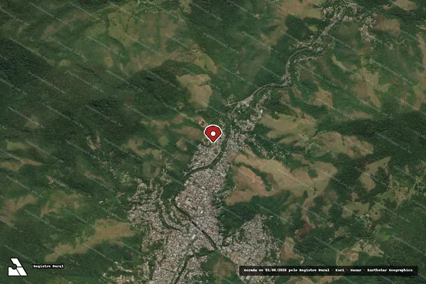 Imagem de satélite de Infração da Fauna em Cachoeiras de Macacu - RJ (marcador da localização)