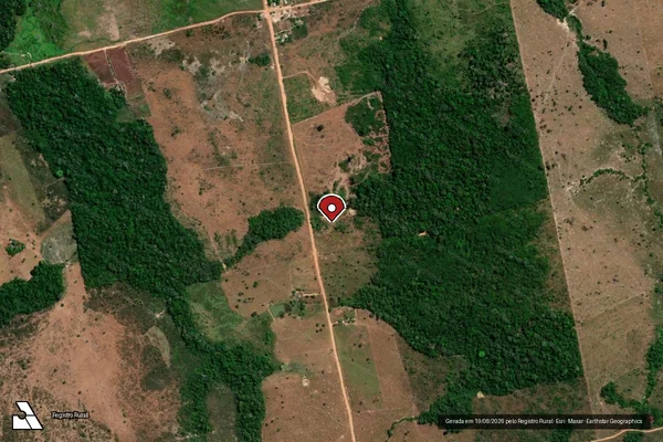 Imagem de satélite de Desmatamento em Nova Bandeirantes - MT (marcador da localização)