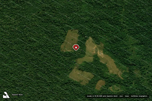 Imagem de satélite de Infração da Flora em Xapuri - AC (marcador da localização)