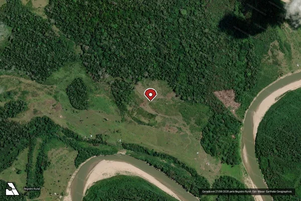 Imagem de satélite de Infração da Flora em Feijó - AC (marcador da localização)