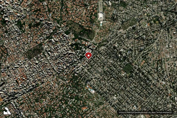 Imagem de satélite de Infração Ambiental em São Paulo - SP (marcador da localização)