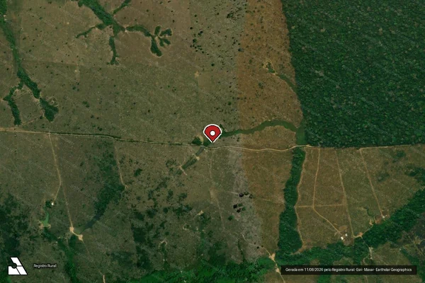 Imagem de satélite de Infração da Flora em Lábrea - AM (marcador da localização)