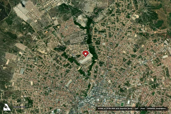 Imagem de satélite de Infração Ambiental em Alagoinhas - BA (marcador da localização)