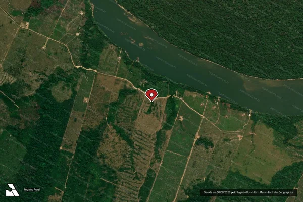 Imagem de satélite de Infração Ambiental em Machadinho D'Oeste - RO (marcador da localização)