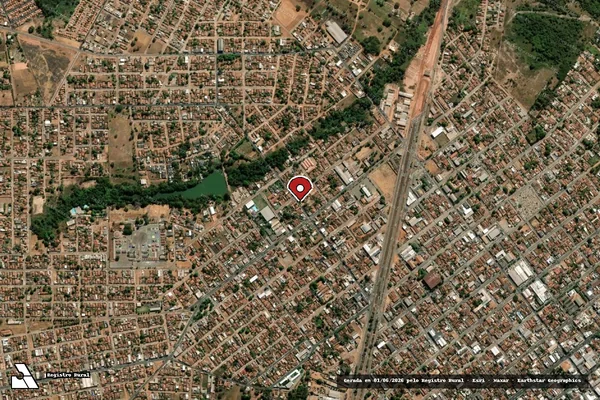 Imagem de satélite de Infração Ambiental em Gurupi - TO (marcador da localização)