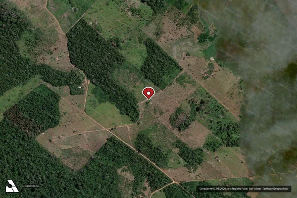 Imagem de satélite de Desmatamento em São Félix do Xingu - PA (marcador da localização)