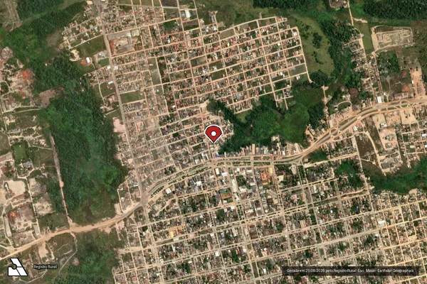 Imagem de satélite de Infração da Flora em Uruará - PA (marcador da localização)