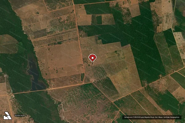 Imagem de satélite de Infração Ambiental em Feliz Natal - MT (marcador da localização)