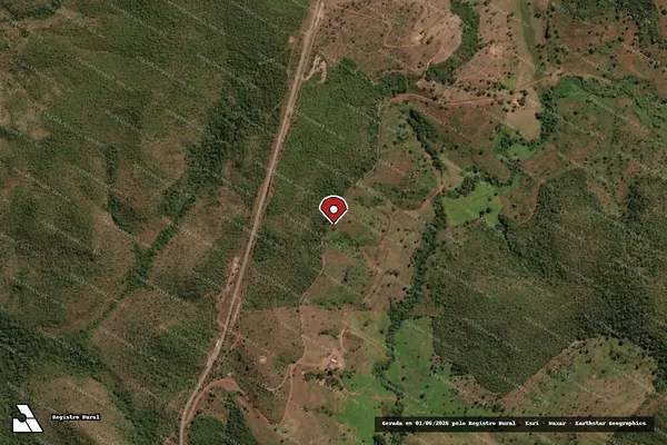 Imagem de satélite de Infração Ambiental em Ponte Alta do Tocantins - TO (marcador da localização)