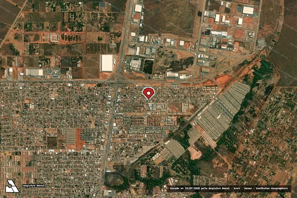 Imagem de satélite de Infração Ambiental em Valparaíso de Goiás - GO (marcador da localização)