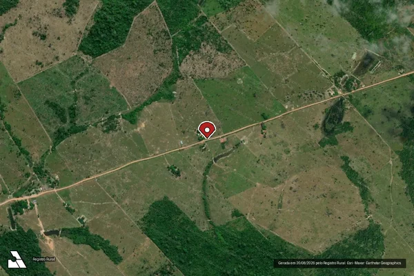 Imagem de satélite de Infração da Flora em Mucajaí - RR (marcador da localização)