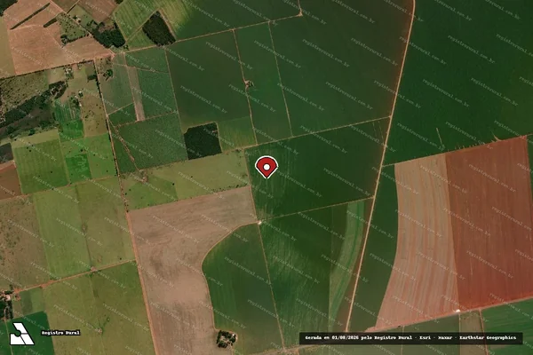 Imagem de satélite de Infração da Flora em Paraíso das Águas - MS (marcador da localização)