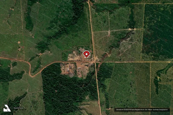 Imagem de satélite de Infração referente a Qualidade Ambiental em Colniza - MT (marcador da localização)