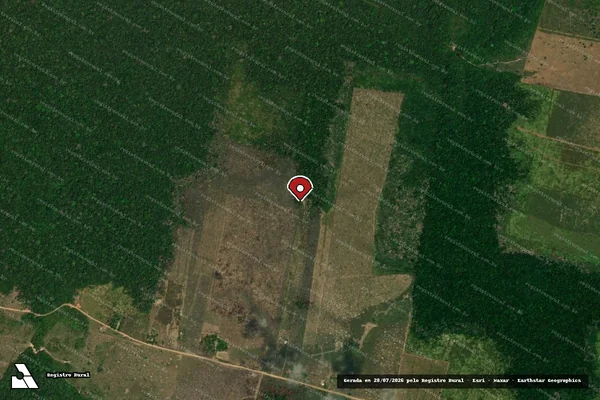 Imagem de satélite de Infração Ambiental em Porto Velho - RO (marcador da localização)