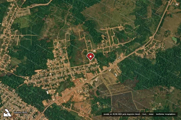 Imagem de satélite de Infração Ambiental em Trairão - PA (marcador da localização)