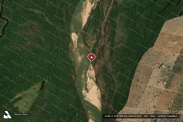 Imagem de satélite de Infração da Flora em Aruanã - GO (marcador da localização)
