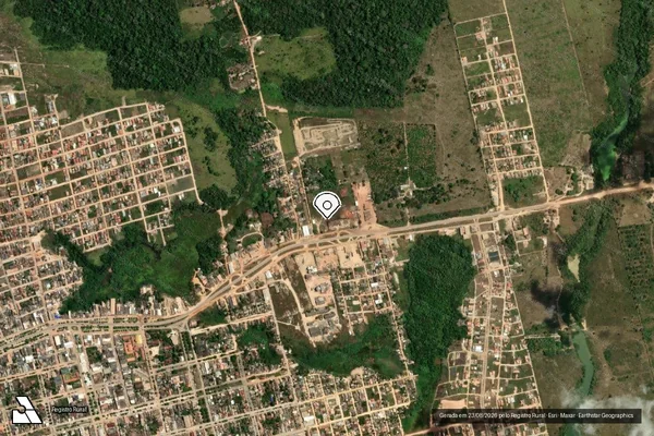 Imagem de satélite de Infração da Flora em Uruará - PA (marcador da localização)