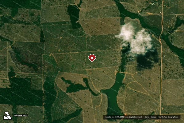 Imagem de satélite de Infração Ambiental em Cujubim - RO (marcador da localização)