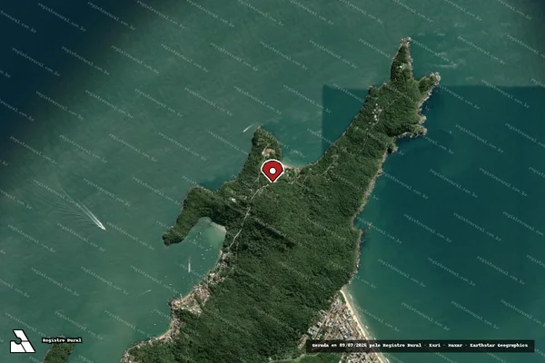 Imagem de satélite de Infração Ambiental em Porto Belo - SC (marcador da localização)