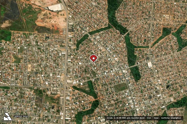 Imagem de satélite de Infração da Flora em Parauapebas - PA (marcador da localização)