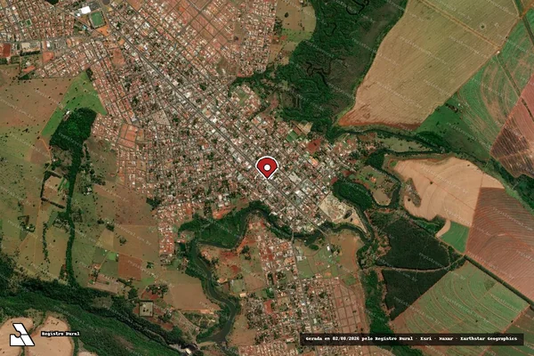 Imagem de satélite de Infração Ambiental em Costa Rica - MS (marcador da localização)