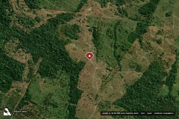 Imagem de satélite de Infração da Flora em Manoel Urbano - AC (marcador da localização)
