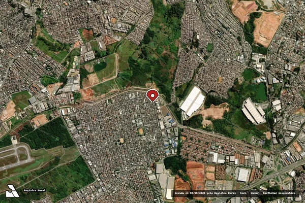 Imagem de satélite de Infração Ambiental em Guarulhos - SP (marcador da localização)